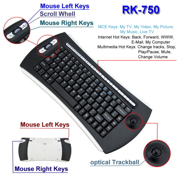 מקלדת אלחוטית Focus RK-750 + Trackball | מקלדות עכברים ושלטים | זיגזג  פתרונות מחשוב