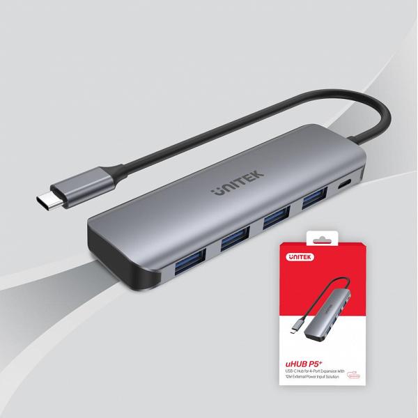  Unitek Aluminium 4-port USB-C w/ Adapter Support USB3 8